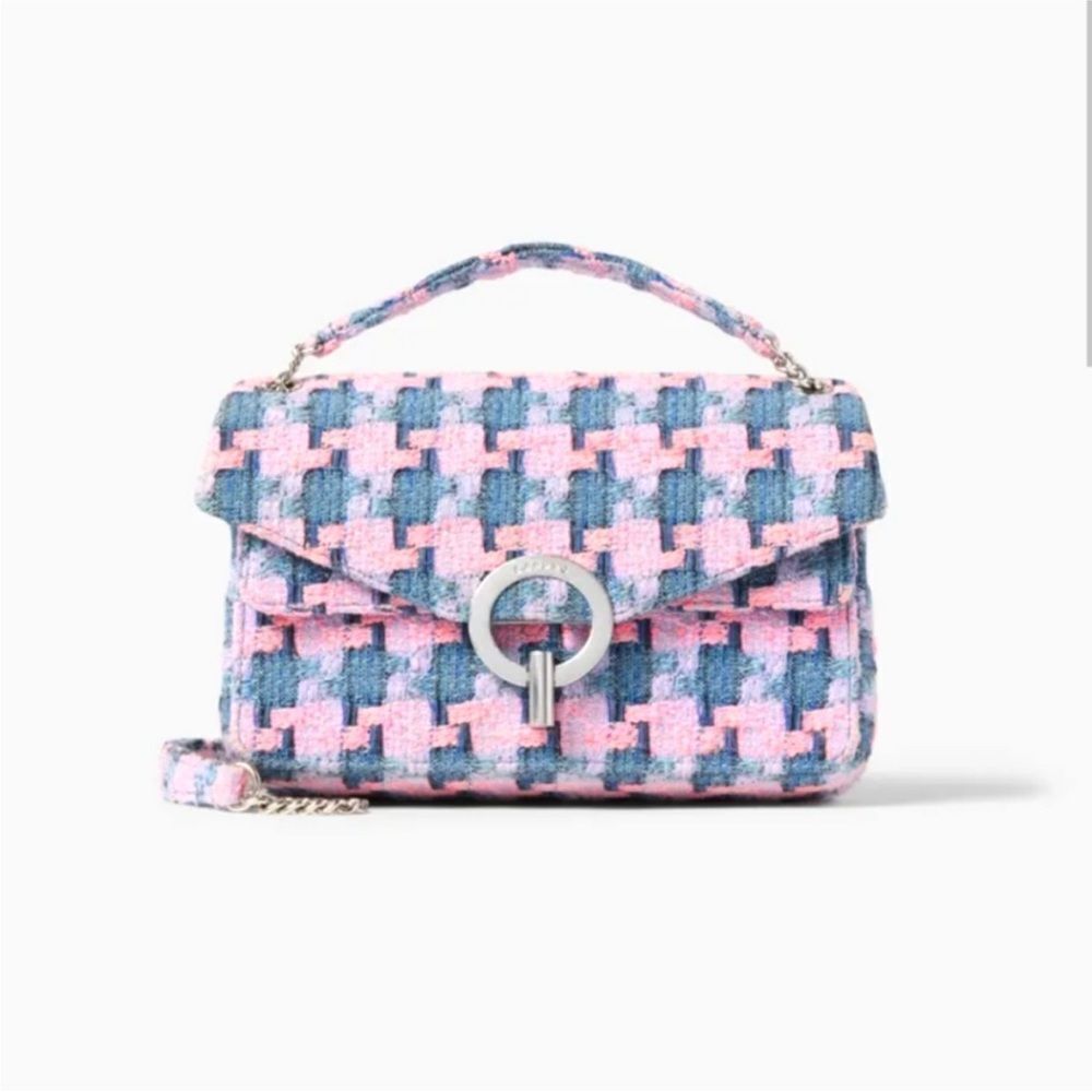 Sandro Tweed Yza Purse Bag Pink Blue